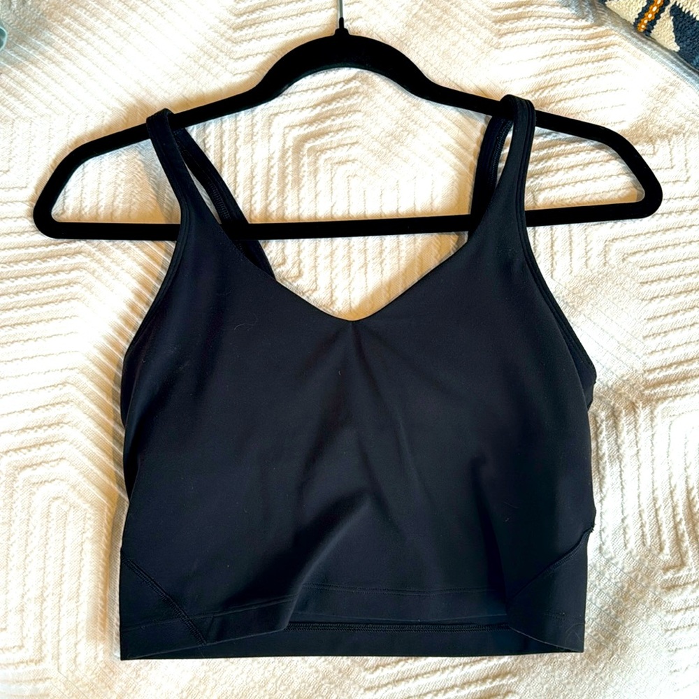 Lululemon align crop tank black Nulu SOFT alo size 6 built in bra